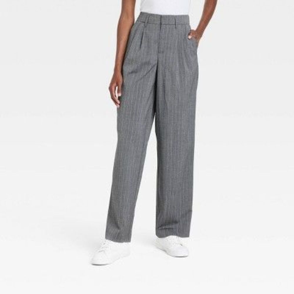 A New Day - Women's High-Rise Pleat Front Straight Trousers -  Charcoal
